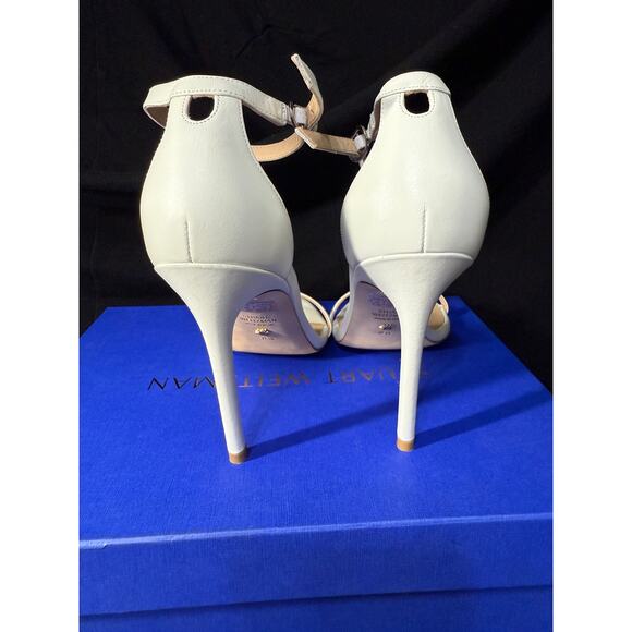 $495 MSRP - Stuart Weitzman Antique White Ankle Strap Sandal - Sz 38 - NWB - Picture 5 of 8